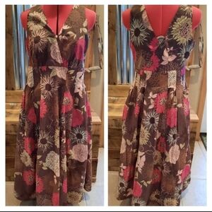 Deep V wrap Front Maxi Dress Sz 12 Brown Floral a.n.a. Sundress